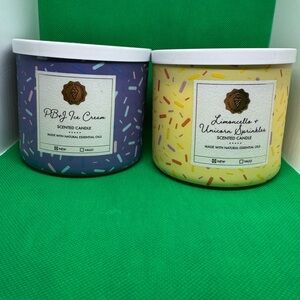 Limoncello & Unicorn Sprinkles / PB&J Ice Cream Set of 2 BBW 3-Wick Candles NWT